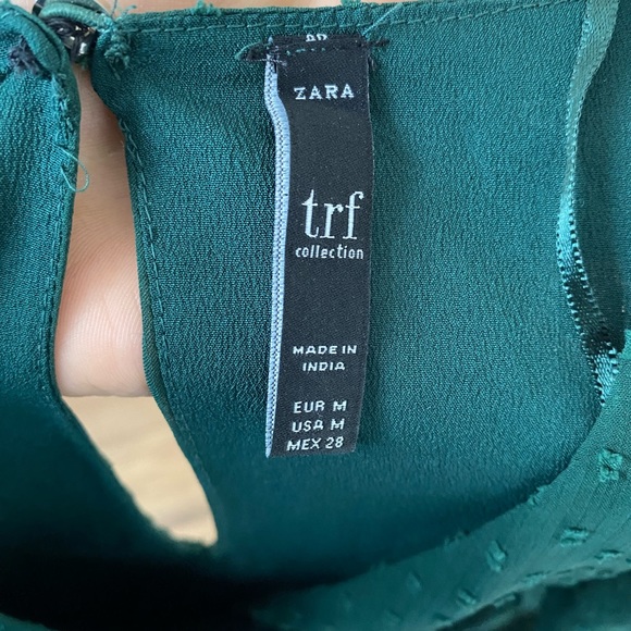 Zara TRF Green Ruffle Dot Mini Dress - Picture 5 of 5
